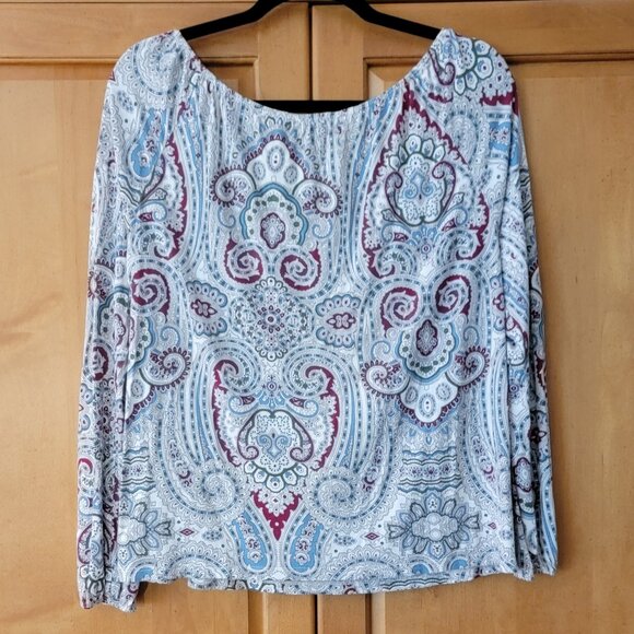 Talbots Flowy Boho Paisley Peasant Blouse - M - Picture 2 of 5